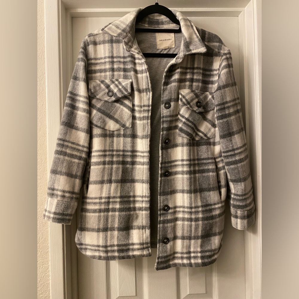 Thread & Supply Plaid Button-Up Jacket XS